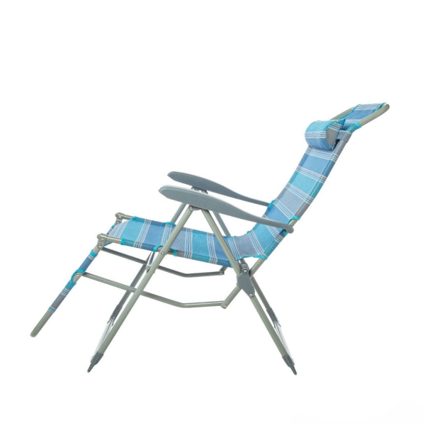 Кресло шезлонг для дачи, голубой 2 шт. Складной шезлонг садовый