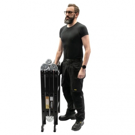 WORKY Лестница-стремянка 4x3 трансформер Profi Black с помостом,  высота 3, 7м ARD257748