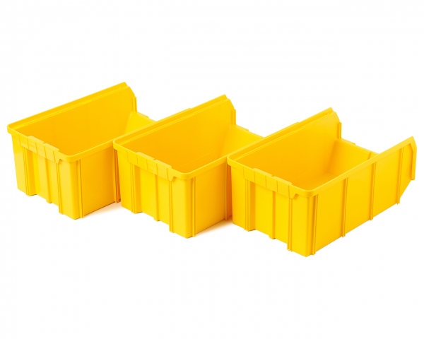 Пластиковый ящик V-3-К3-желтый , 342х207х143мм, комплект 3 штуки