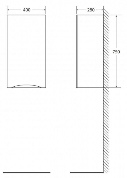 Шкаф подвесной BelBagno FLY-MARINO-750-1A-SC-BL-P-L, 40 х 30 х 75 см, Bianco Lucido/белый глянец, левосторонний