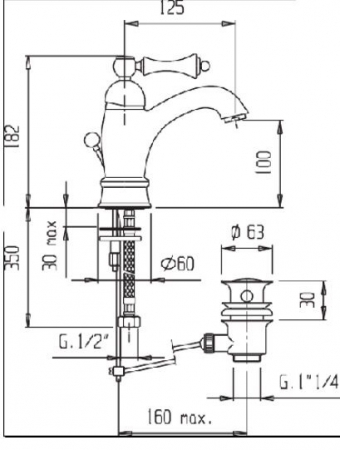 MARGOT-LSM1-A-02-M Смеситель Cezares Margot для раковины, бронза
