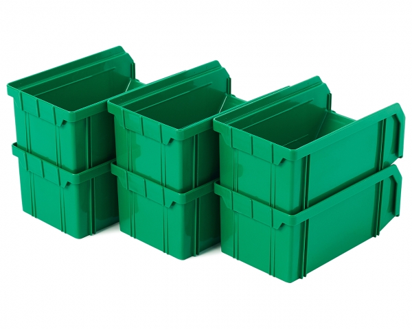 Пластиковый ящик V-1-К6-зеленый , 172х102х75мм, комплект 6 штук