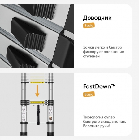Лестница телескопическая WORKY 5,8 м 15 ступеней