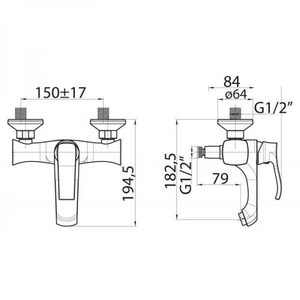 TRU-VASM-CRM Смеситель для ванны и душа BelBagno Trula