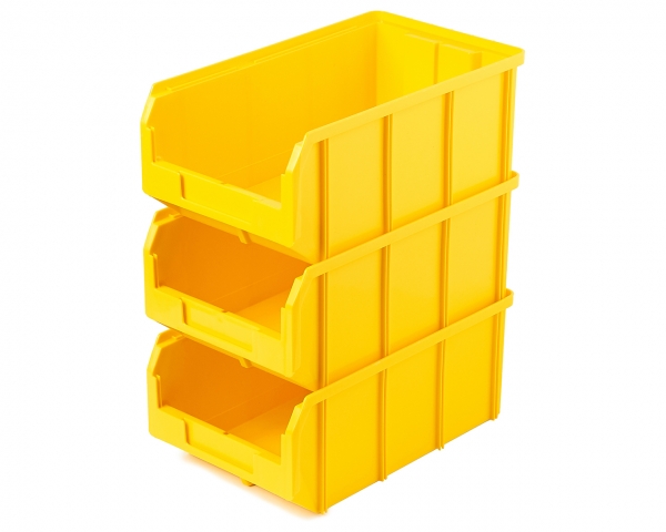 Пластиковый ящик V-3-К3-желтый , 342х207х143мм, комплект 3 штуки